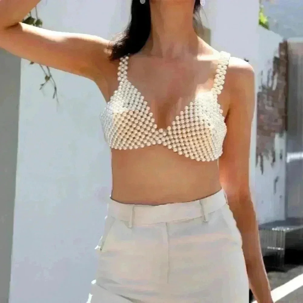 Contemporary Faux Pearl Beaded Body Chain - Picture 5 of 5